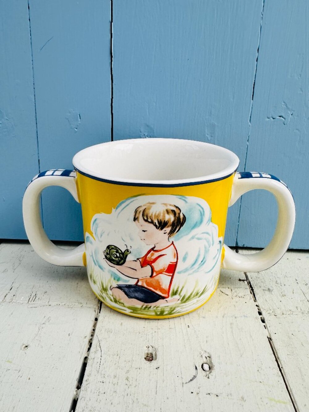 Double Handled Cup "What are little boys made of" Kate Williams, Child Drink Cup